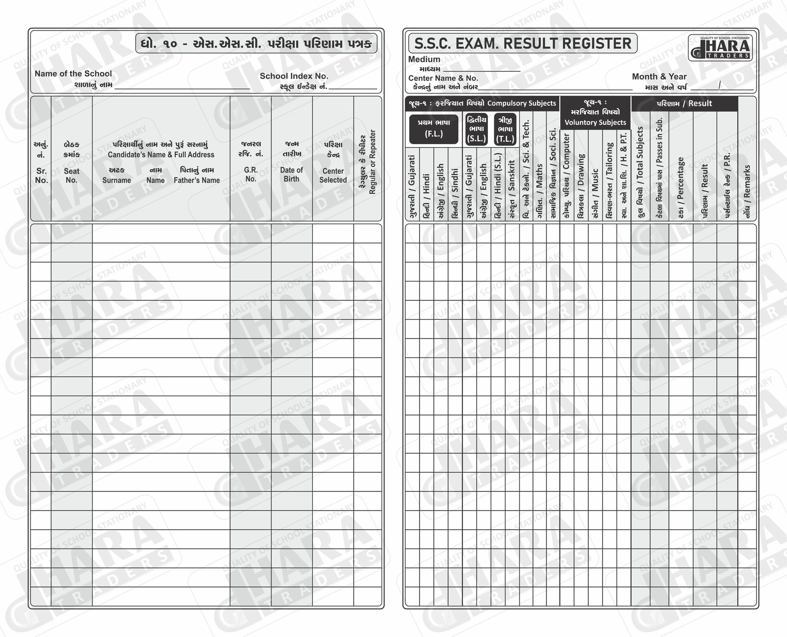 S.S.C. પરિણામ રજીસ્ટર